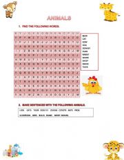 English Worksheet: animals