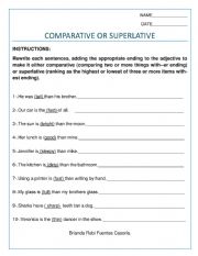 English Worksheet: comparative or superlative