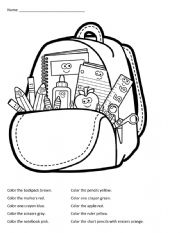 Color the Backpack and Learn your colors