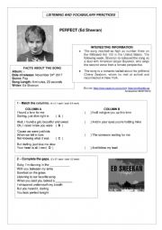 English Worksheet: SONG - PERFECT (Ed Sheeran)