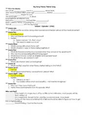 English Worksheet: The big bang theory EP 1 S 1