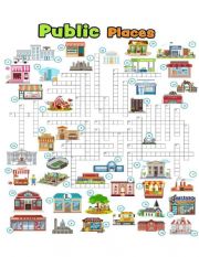 English Worksheet: Public places   CROSSWORD SET 3 OF 3