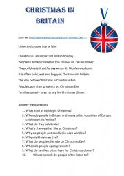 English Worksheet: Christmas in Britain