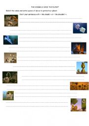 English Worksheet: The animals save the planet