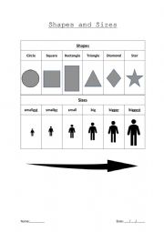 English Worksheet: Shapes and Sizes