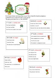English Worksheet: Christmas Treasure Hunt