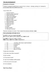 English Worksheet: Differences in Do and Make