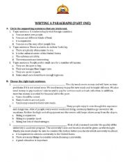 English Worksheet: paragraph wriring