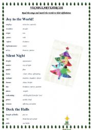 English Worksheet: Traditional Christmas Carols -vocabulary exercise and information.