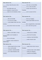 English Worksheet: Find someone (household chores) 