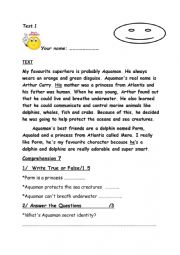 English Worksheet: test  reading comprehension writing (happy earth 2)