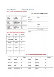 English Worksheet: 9th form module 2 revision