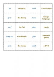 English Worksheet: Freetime activities (memory/matching game)