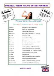 English Worksheet: Phrasal Verbs about Entertainment 