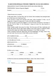 English Worksheet: Test about food, countable and uncountables