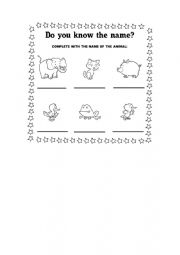 English Worksheet: Do you know the name of the animals?