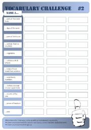 English Worksheet: vocabulary challenge 2
