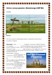 English Worksheet: Stonehenge active versus passive voice (CEF B2)