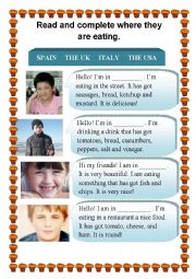 English Worksheet: Reading about food