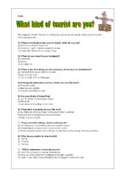 English Worksheet: What kind of tourist are you?