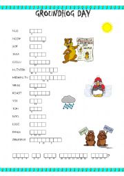 English Worksheet: Groundhog Day double puzzle