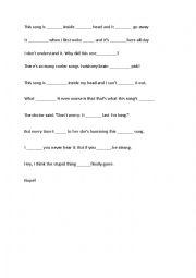 English Worksheet: This Song Is Stuck Inside My Head - a very funny song designed as a listening exercise