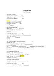 English Worksheet: COMPLICATED (AVRIL LAVIGNE)