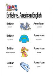 English Worksheet: Brisish vs Ameican English Clothes