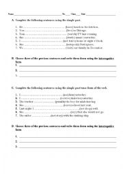 English Worksheet: Past Simple