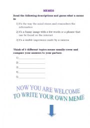 English Worksheet: Memes