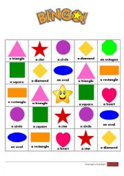 English Worksheet: Shapes Bingo