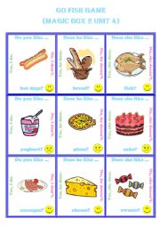 English Worksheet: go fish:food