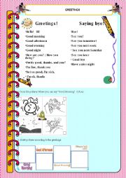 English Worksheet: GREETINGS