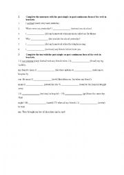 English Worksheet: Review Simple Past vs Past Continuous