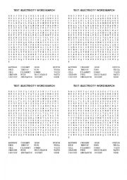 TEST ELECTRICITY WORDSEARCH