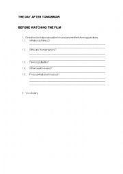 English Worksheet: THE DAY AFTER TOMORROW