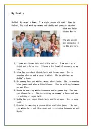 English Worksheet: My Family