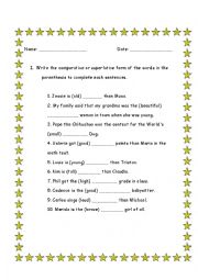 English Worksheet: Adjectives  grammar 