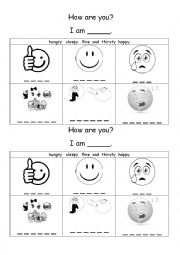 English Worksheet: feelings match the word and picture