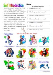 English Worksheet: Daniel Taro: Self Introduction