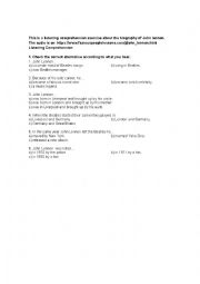 English Worksheet: listening comprehension john lennon