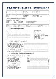 English Worksheet: Present Simple Questions