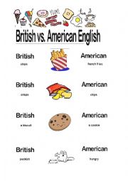 English Worksheet: Brisish vs Ameican English Food