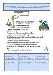 English Worksheet: Present simple and continuous with Nessie and Scotland