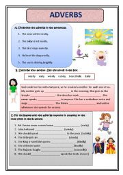 English Worksheet: ADVERBS