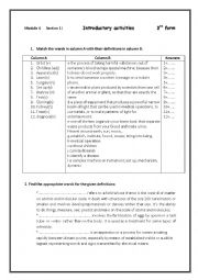 English Worksheet: module4 section1 introductory activities