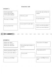 English Worksheet: Conversation cards