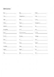 English Worksheet: Opposites--Very Basic Vocabulary