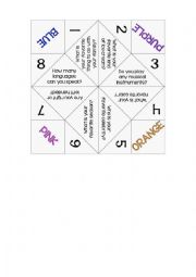 English Worksheet: Cootie catcher