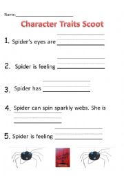 English Worksheet: Spider Character Scoot